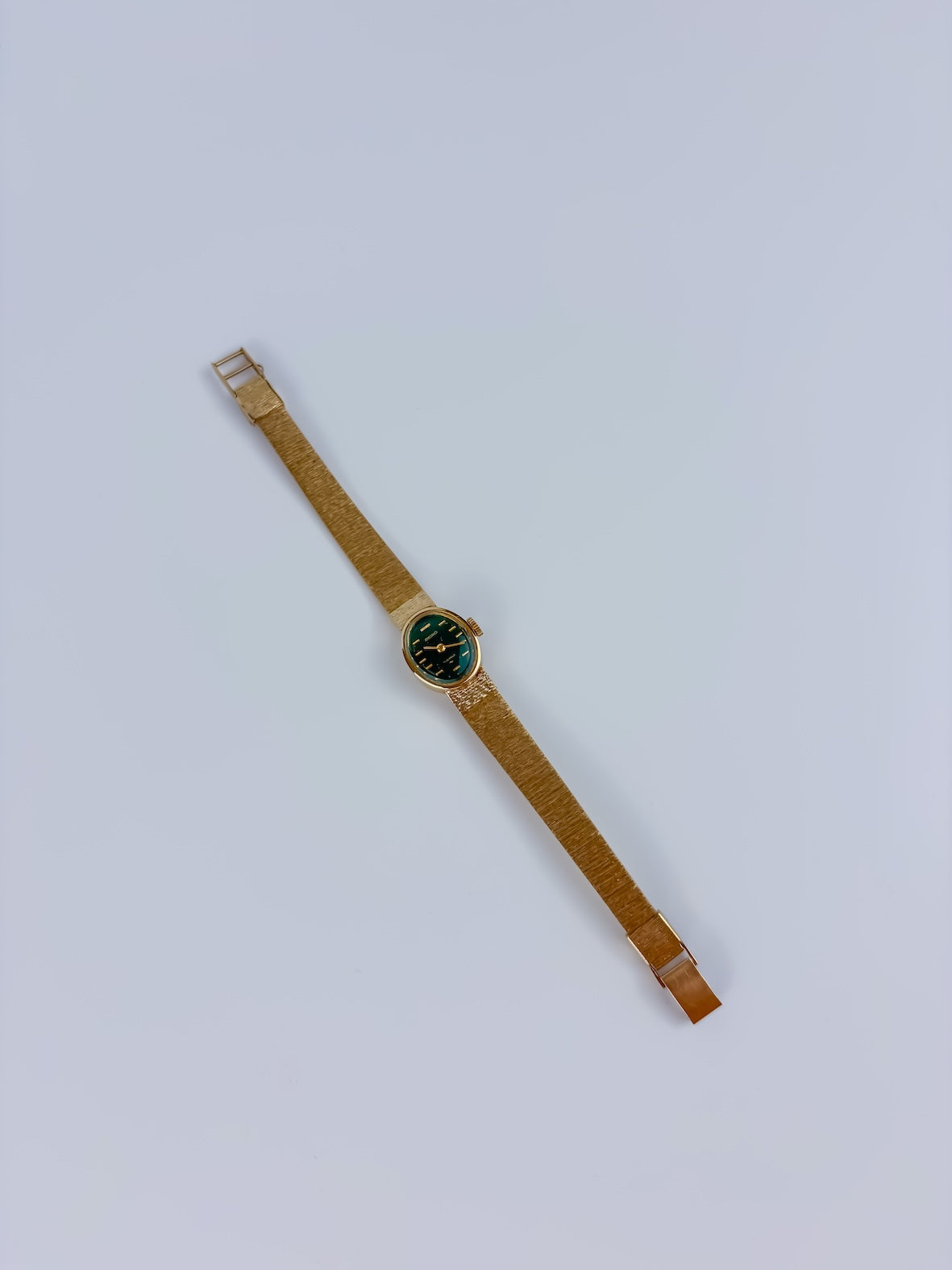 Rare Seiko Vintage Gold Handwound Cocktail Watch Deep Green Dial