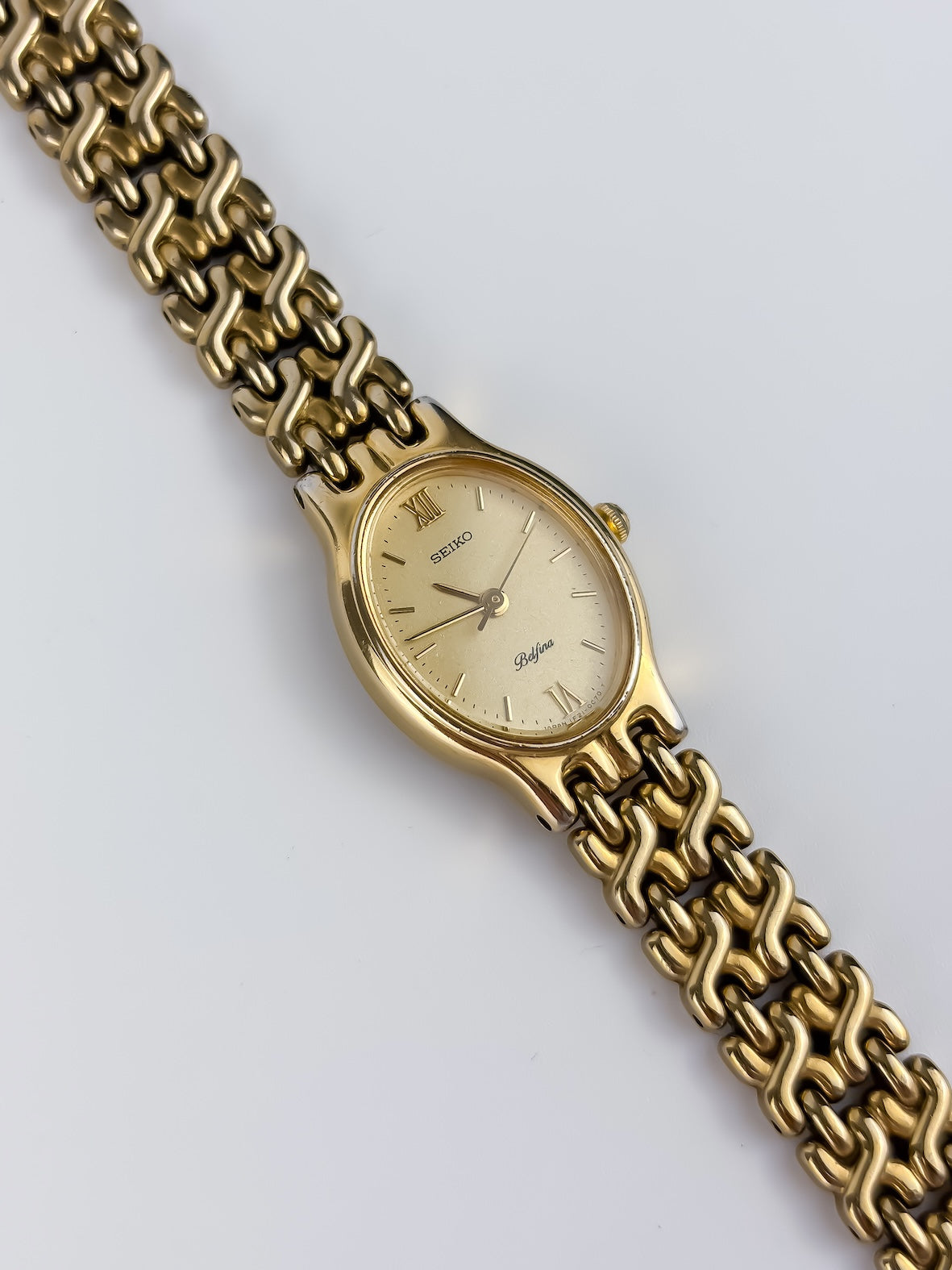 Seiko Vintage Gold Cocktail Watch Belfina Oval Dial