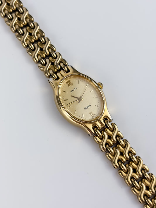 Seiko Vintage Gold Cocktail Watch Belfina Oval Dial