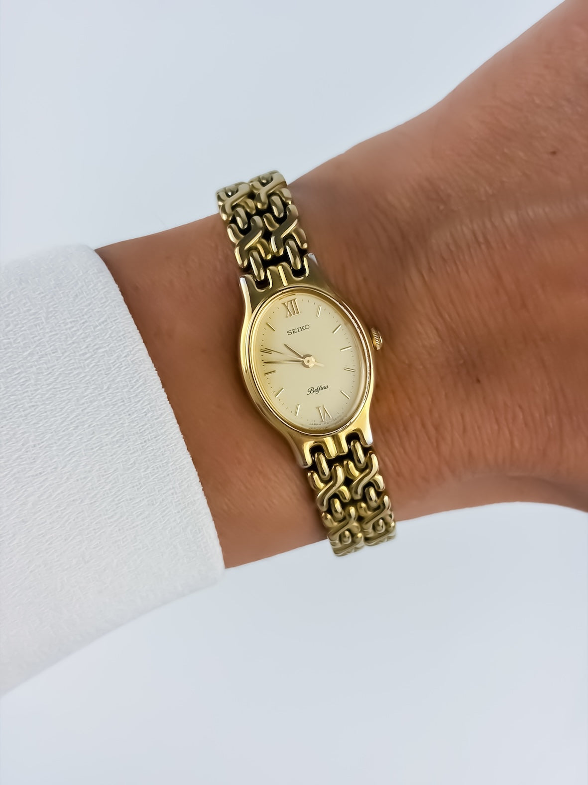 Seiko Vintage Gold Cocktail Watch Belfina Oval Dial