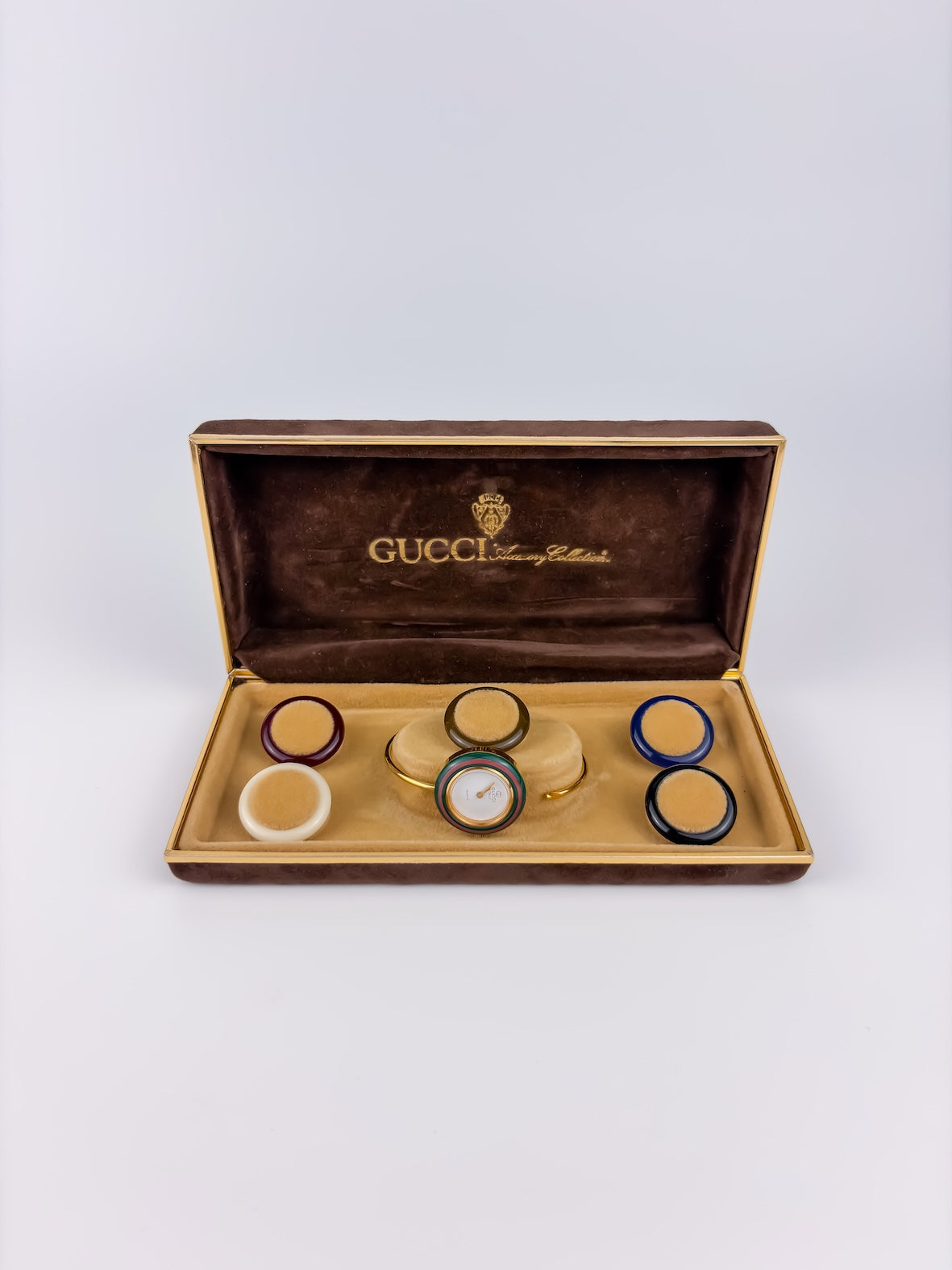 Very Rare Gucci Vintage Gold Bezels Watch Firenze Edition Full Set
