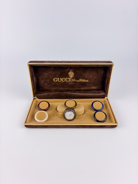 Very Rare Gucci Vintage Gold Bezels Watch Firenze Edition Full Set