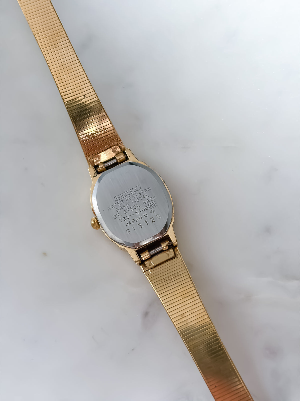 Seiko Vintage Oval Gold Cocktail Watch Integrated Bracelet