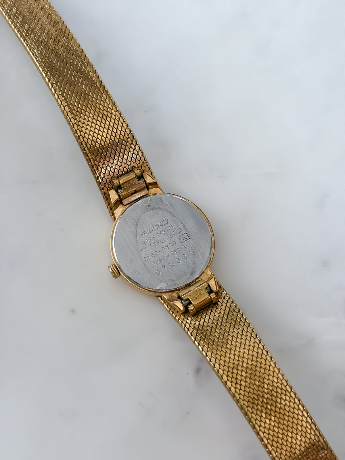 Seiko Vintage Diamond & Gold Cocktail Watch Milanese Mesh Bracelet