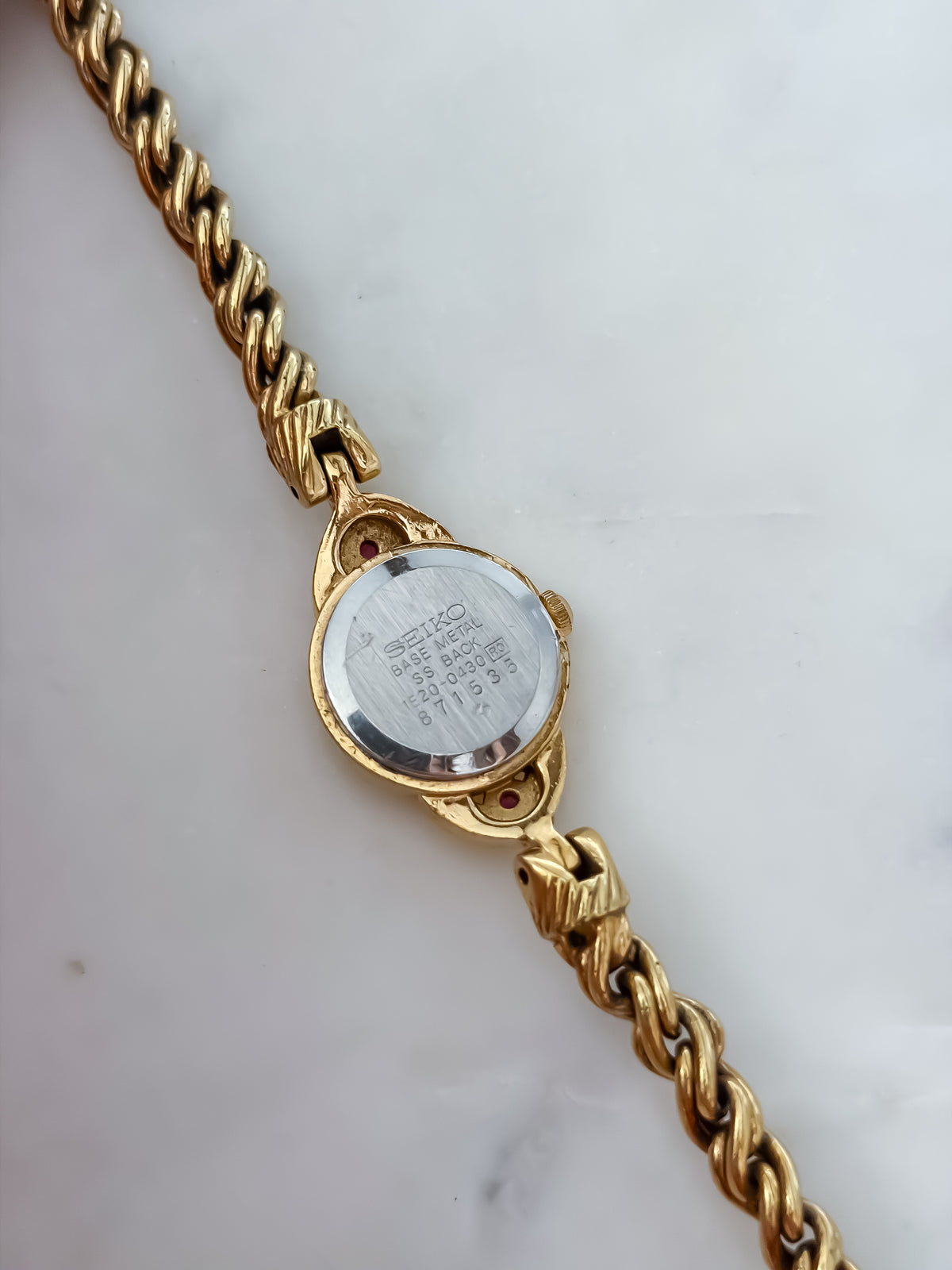 Seiko Vintage Gold Rubies Cocktail Watch Rope Bracelet