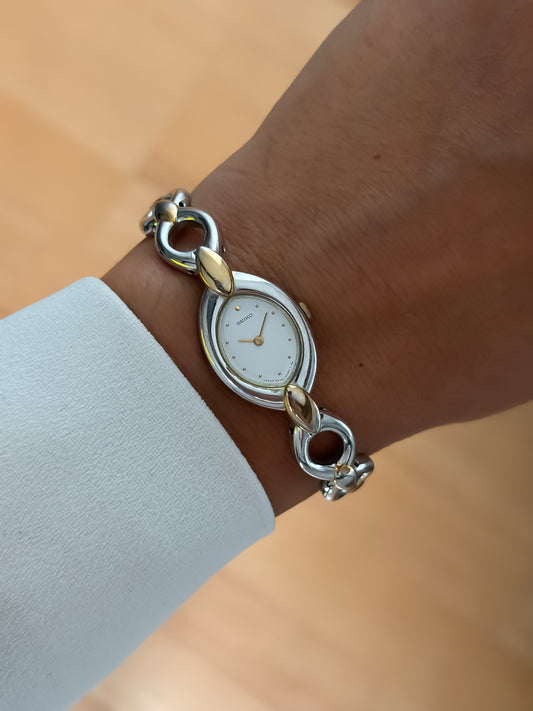 Seiko Vintage Oval Links Duo Tone Cocktail Watch