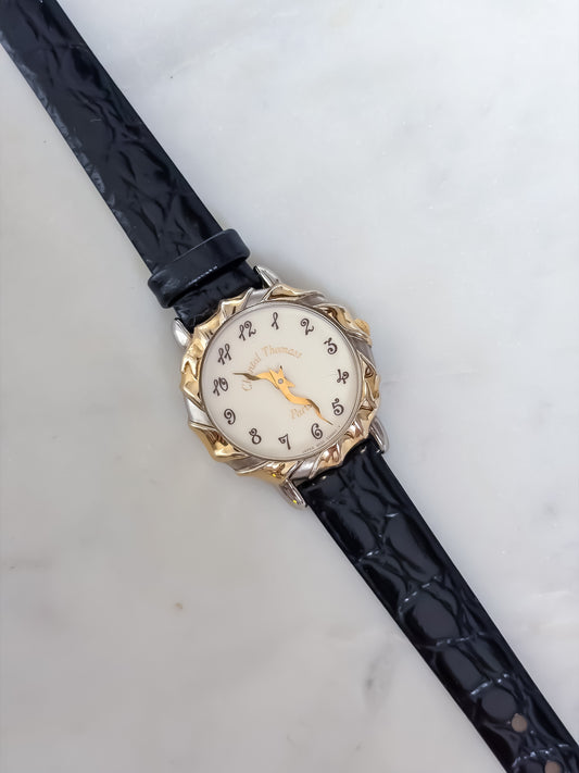 Rare Chantal Thomas Vintage Duo Tone Cocktail Watch Leather Bracelet