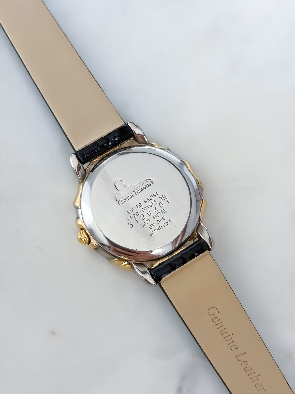 Rare Chantal Thomas Vintage Duo Tone Cocktail Watch Leather Bracelet