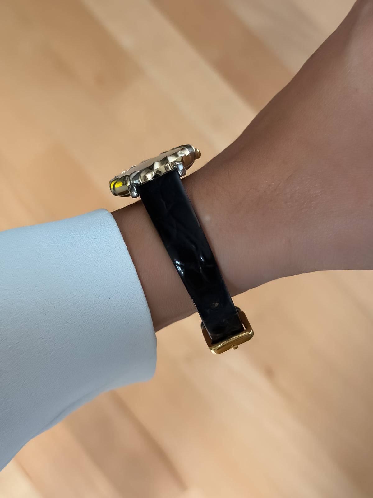 Rare Chantal Thomas Vintage Duo Tone Cocktail Watch Leather Bracelet