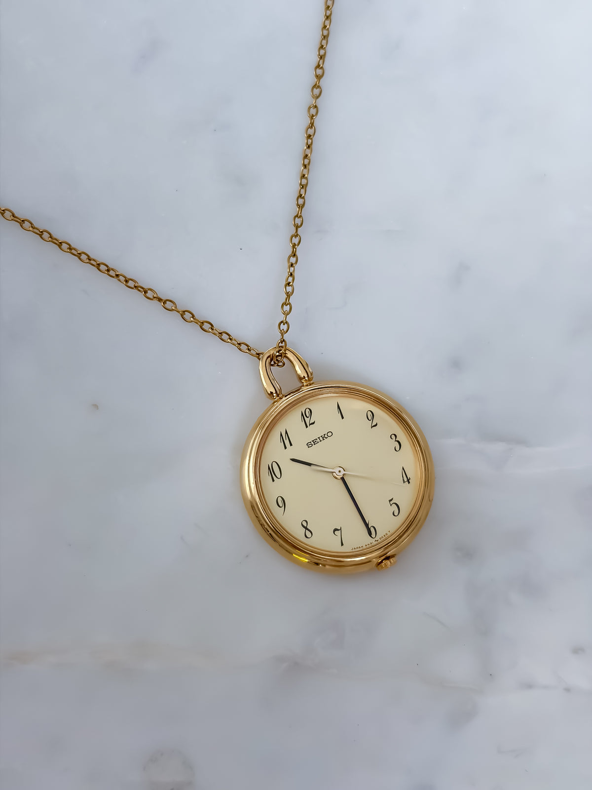 Vintage Locket Watch Seiko Gold Plated With Chain