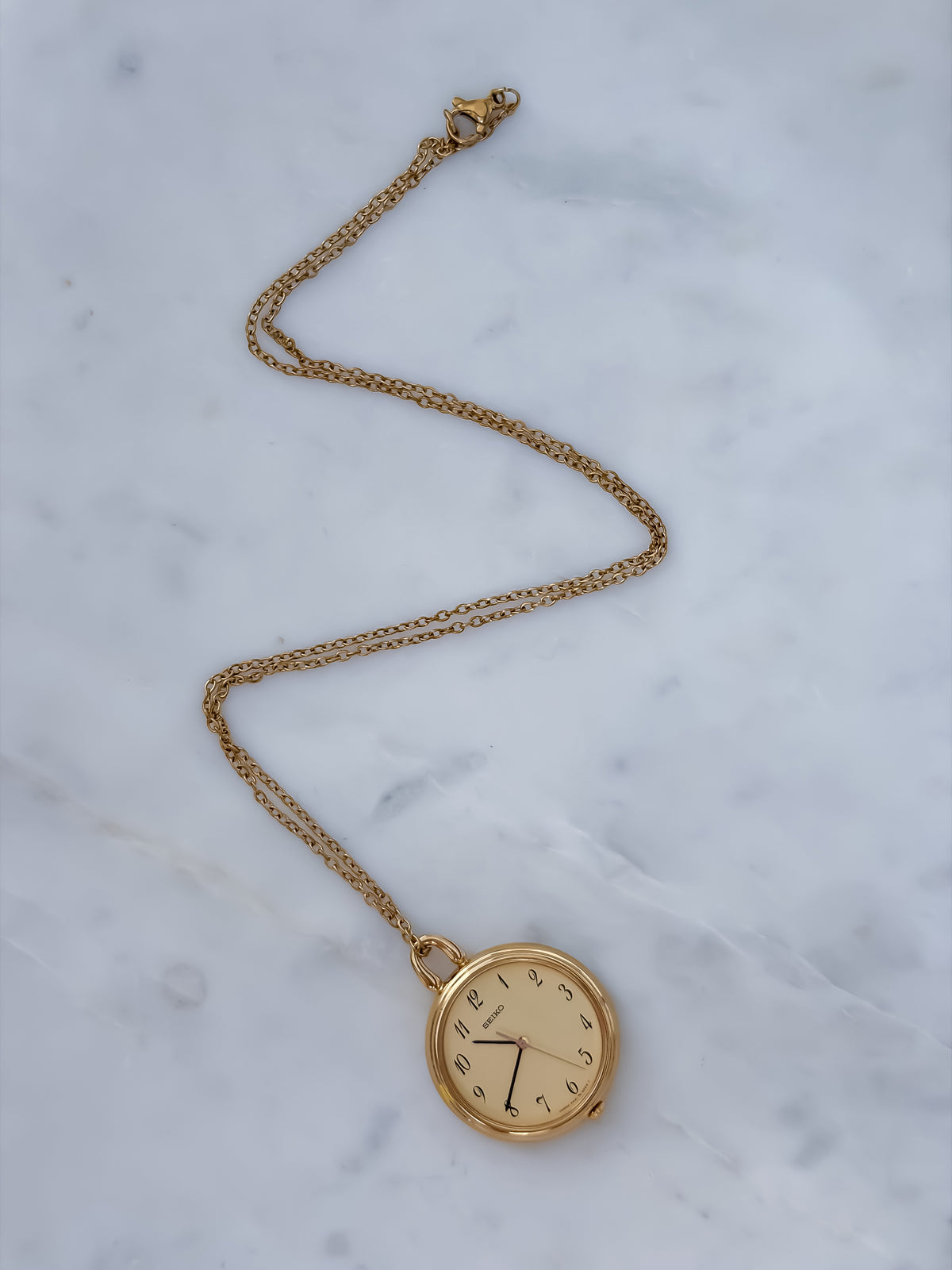 Vintage Locket Watch Seiko Gold Plated With Chain