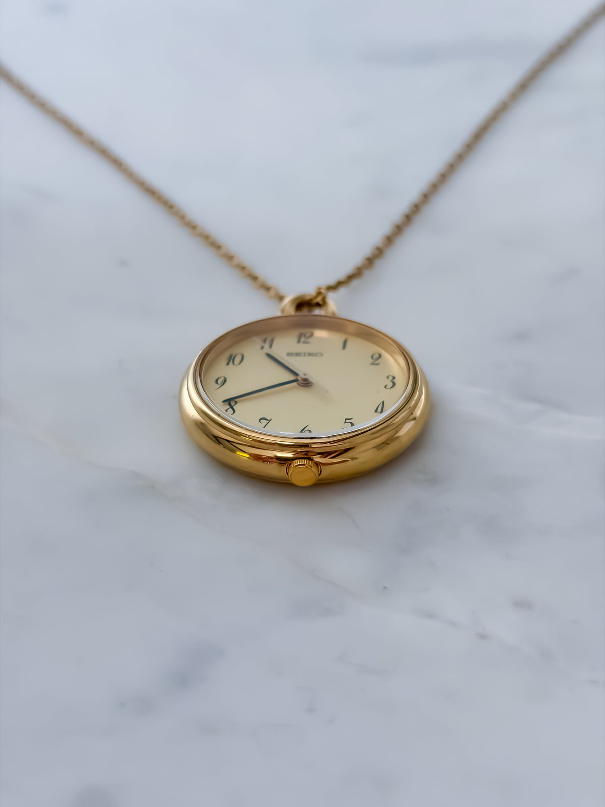 Vintage Locket Watch Seiko Gold Plated With Chain