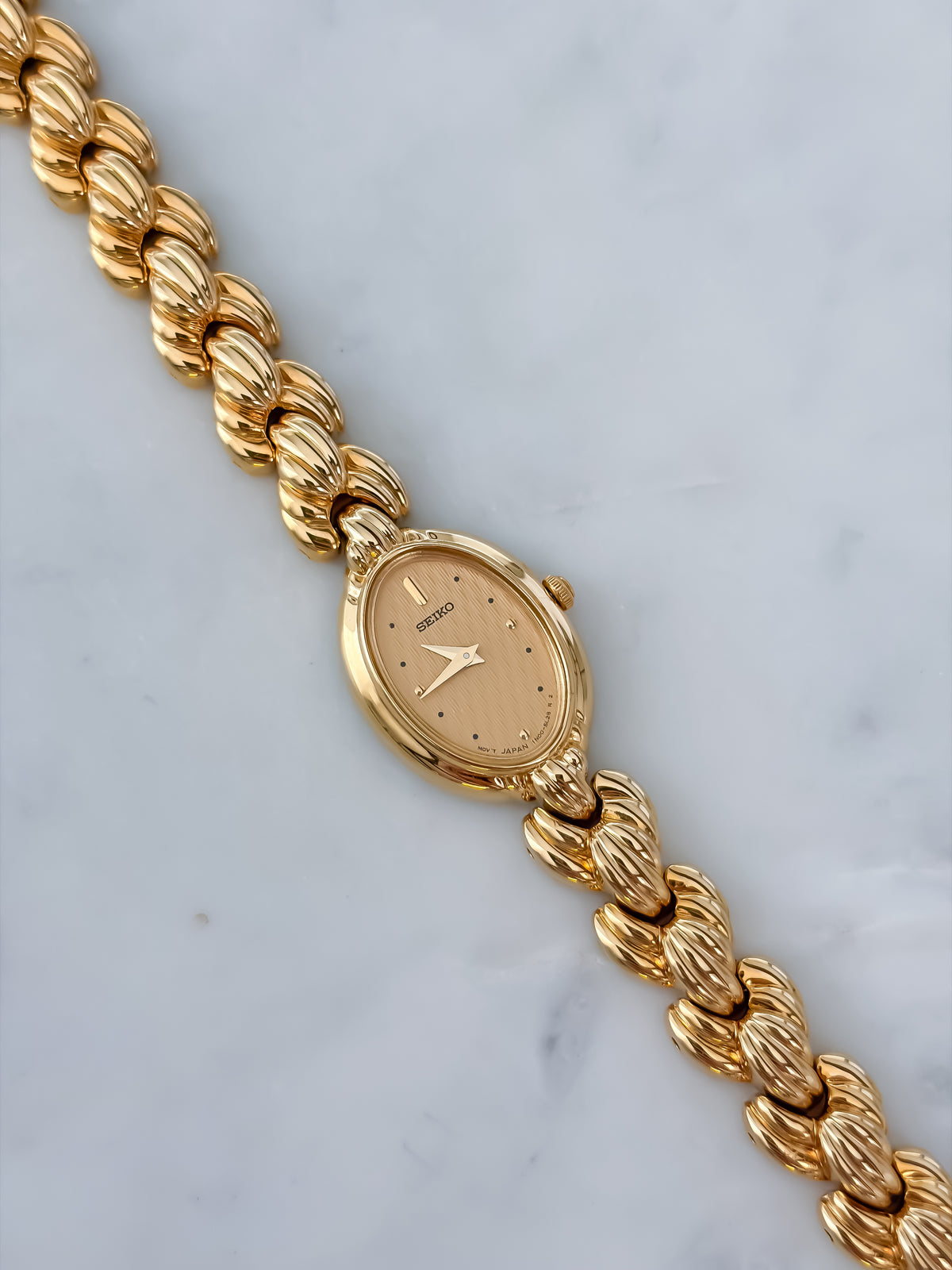 Seiko Vintage Gold Cocktail Watch Braid Bracelet Box