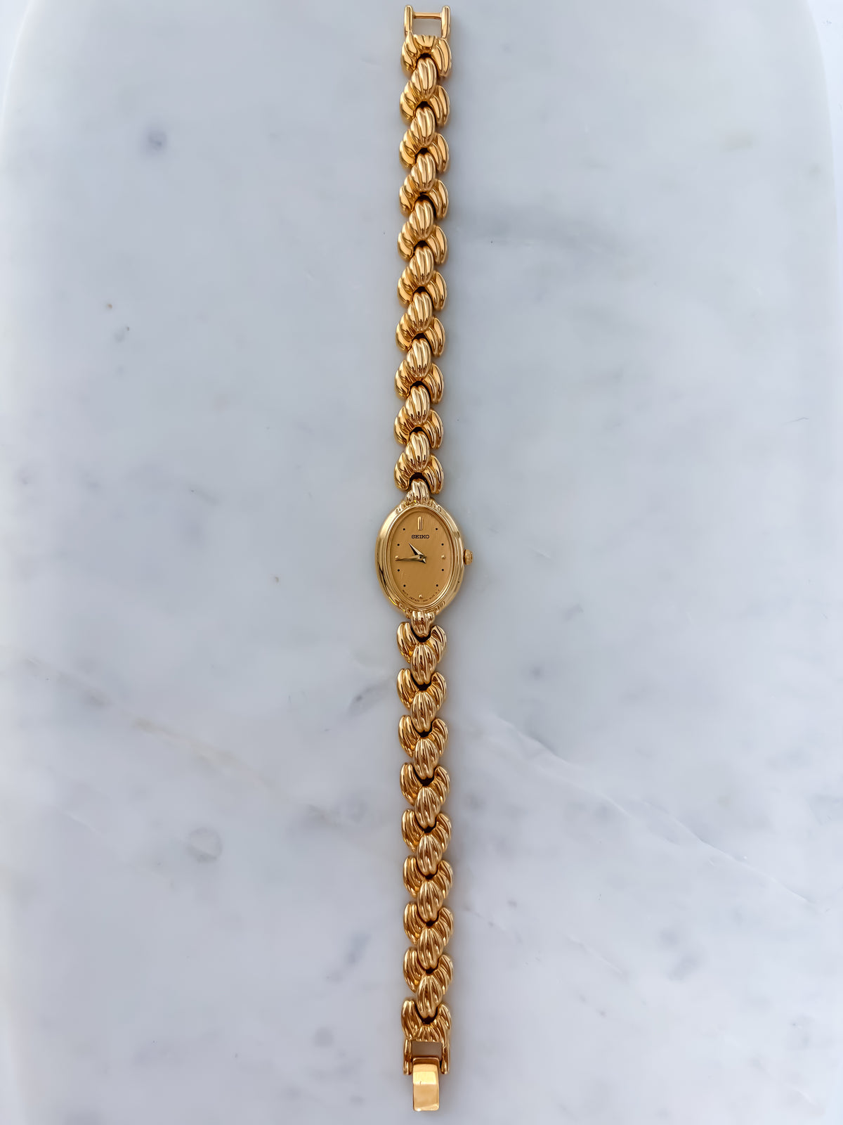 Seiko Vintage Gold Cocktail Watch Braid Bracelet Box