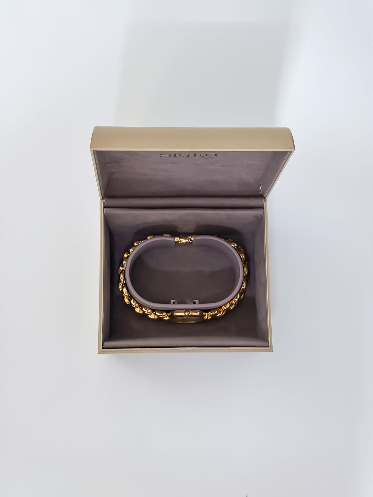 Seiko Vintage Gold Cocktail Watch Braid Bracelet Box
