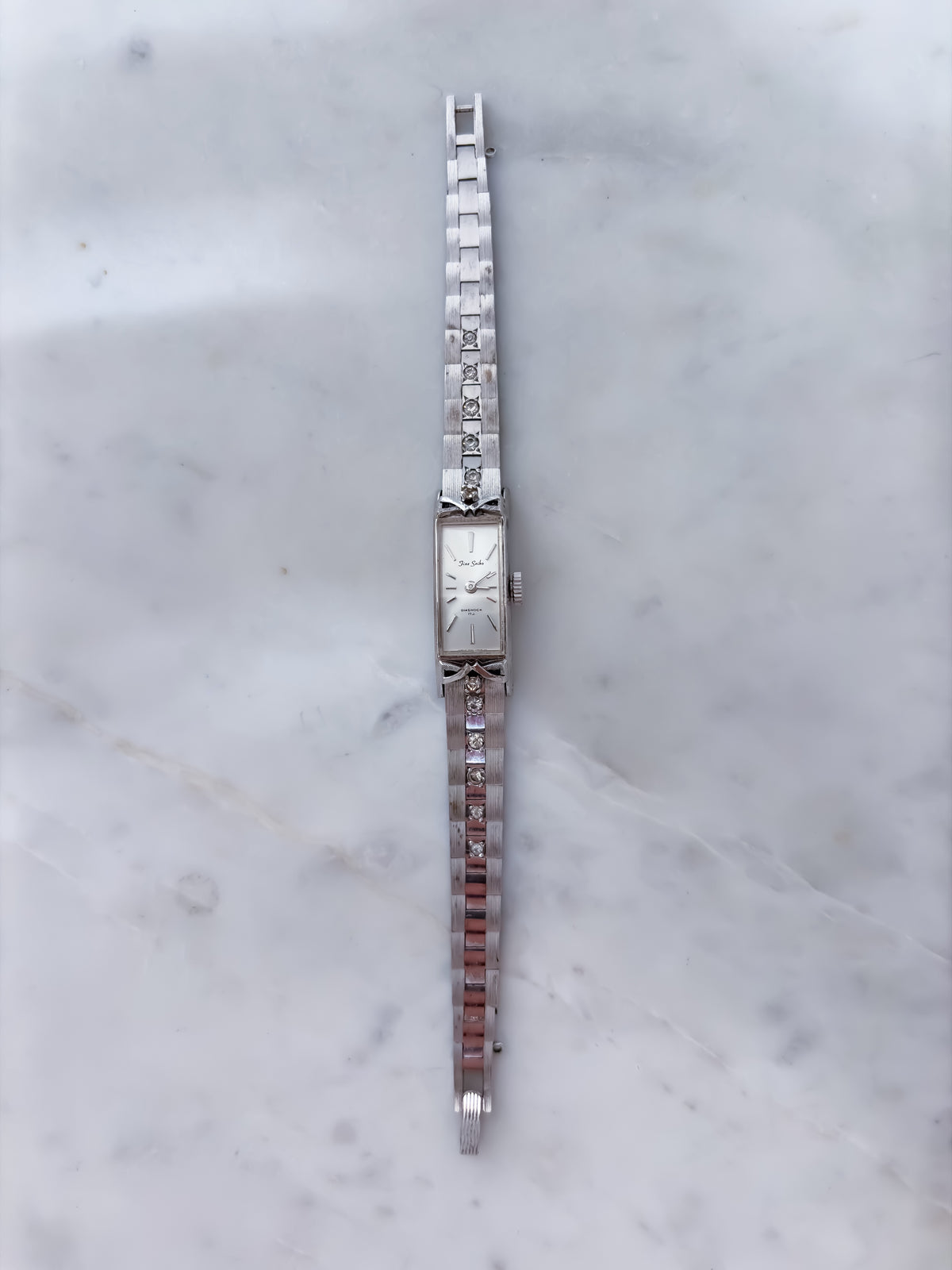 Seiko Vintage Diashock White Gold Cocktail Watch Handwound