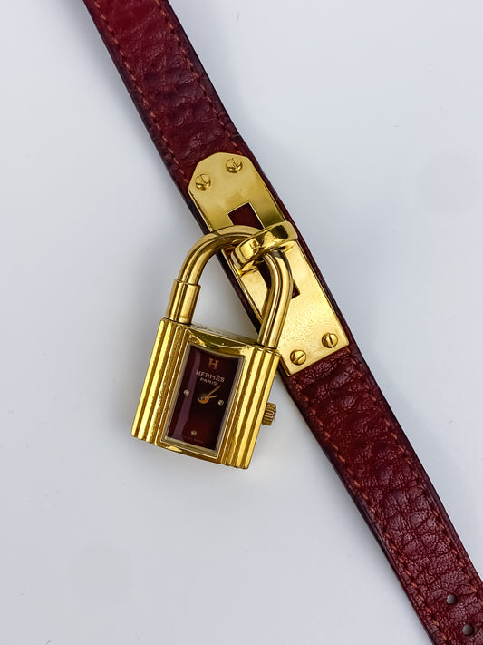 Hermès Kelly Vintage Watch Burgundy Box Set