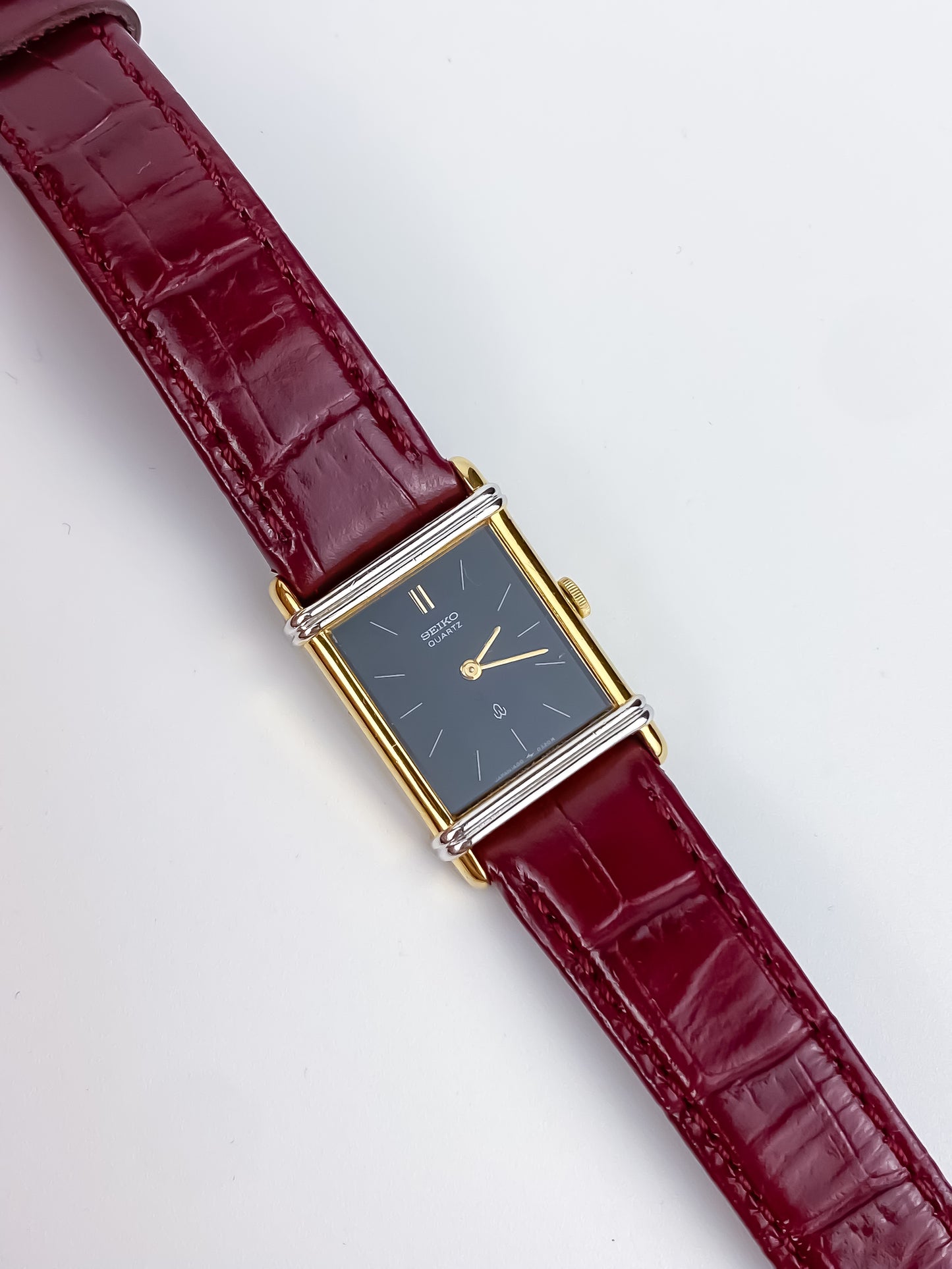 Seiko Vintage Gold Watch Exceline Black/Burgundy
