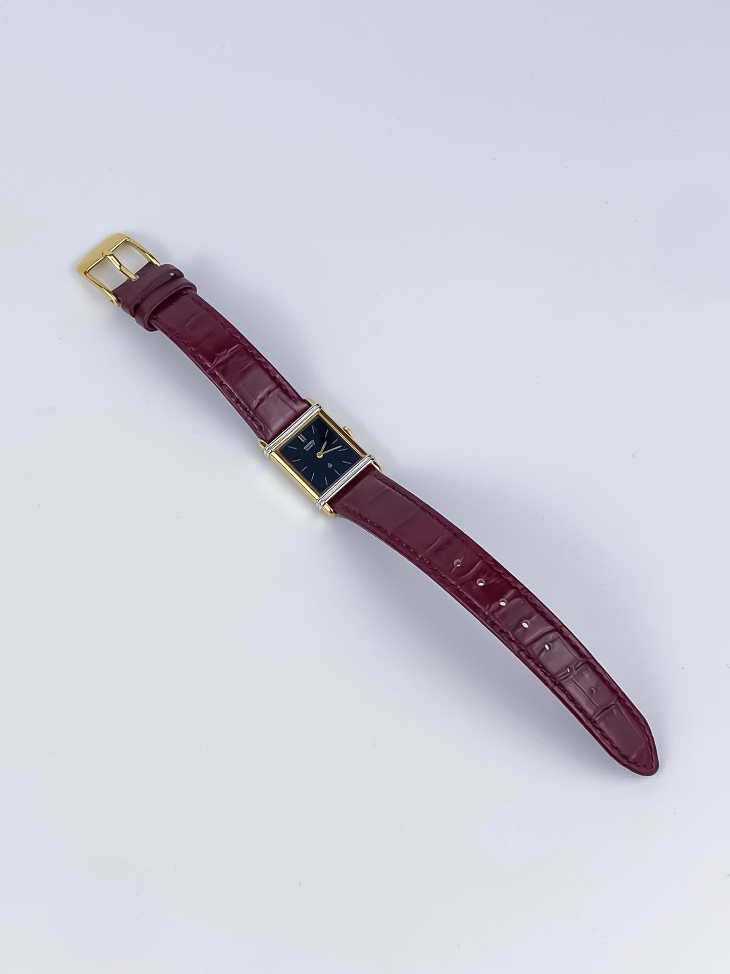 Seiko Vintage Gold Watch Exceline Black/Burgundy