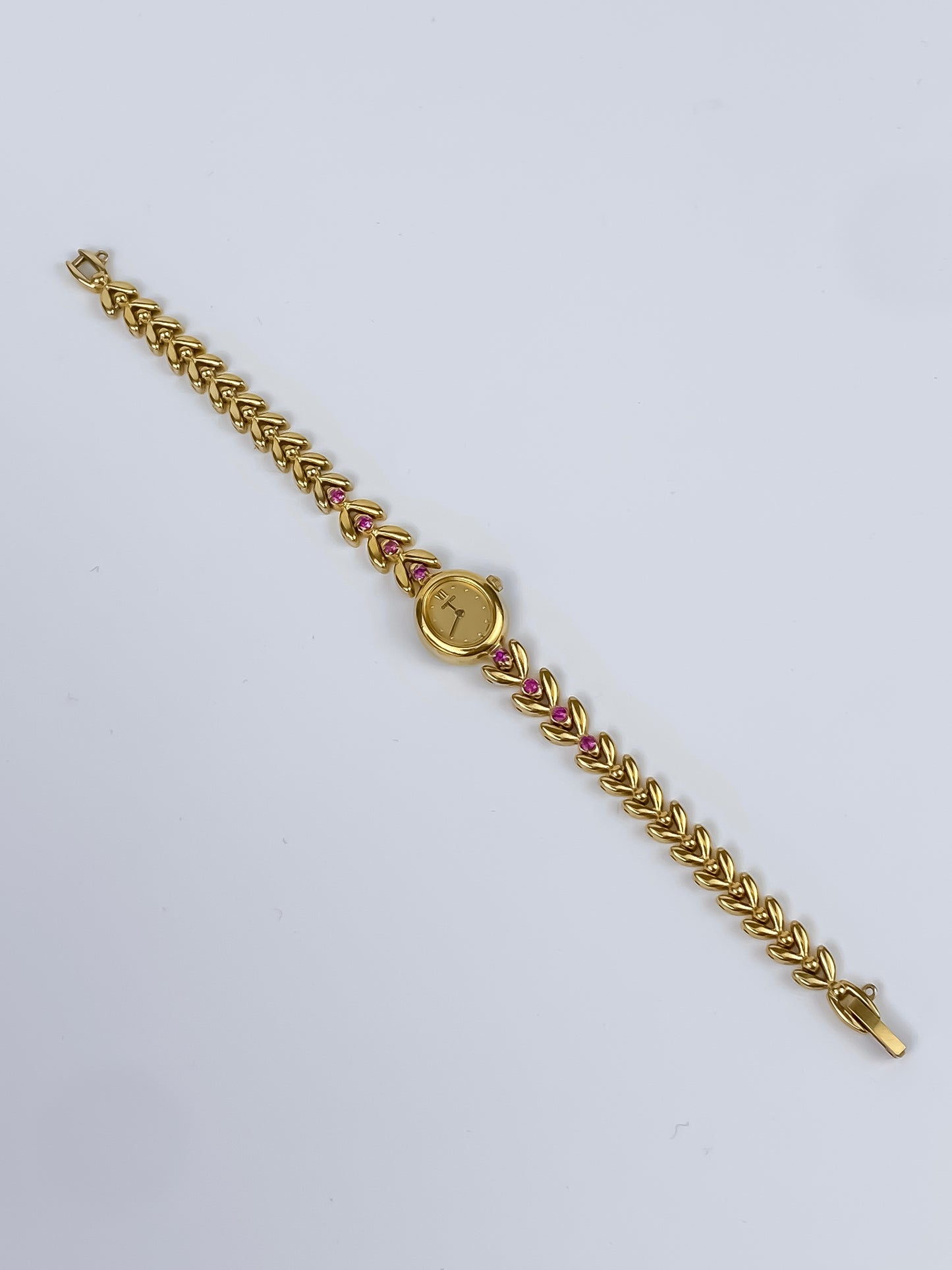 Rare Seiko Vintage Watch Rubies and Gold Plated Bracelet