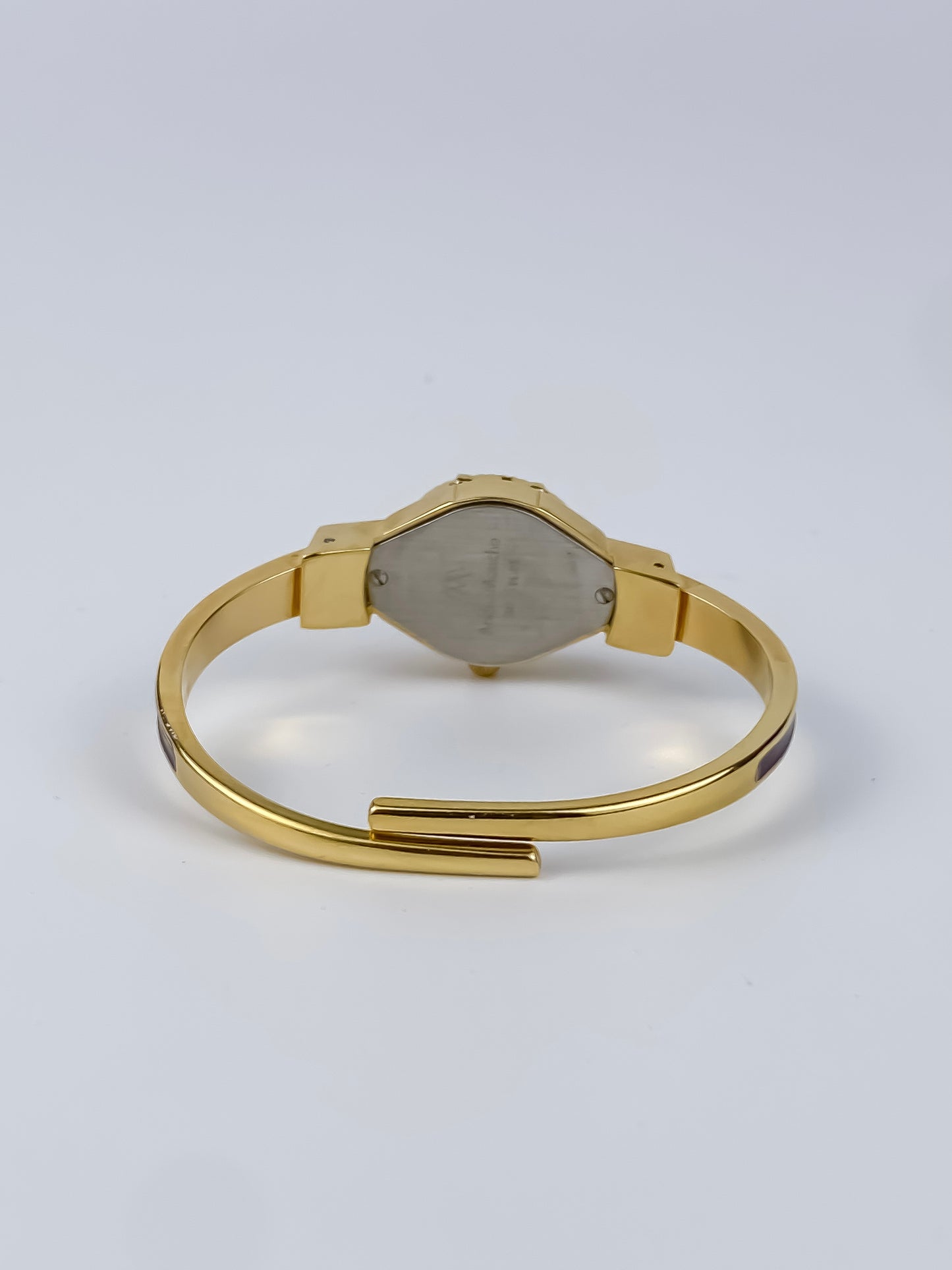 André Mouche Vintage Gold Watch Flower Enamel Peek a Boo Design Chocolate