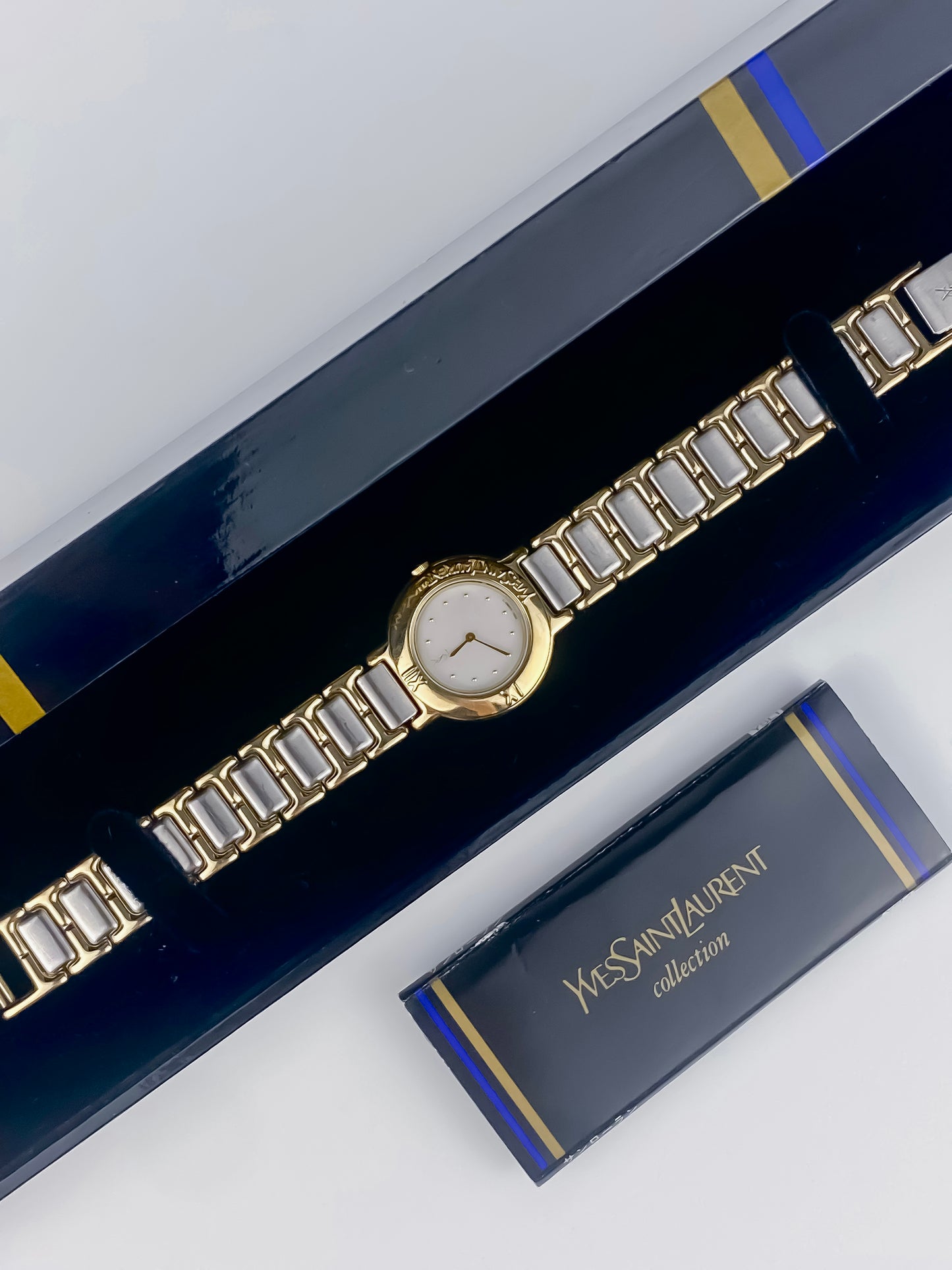 Vintage YSL Yves Saint Laurent Watch Dual Tone, Full Set