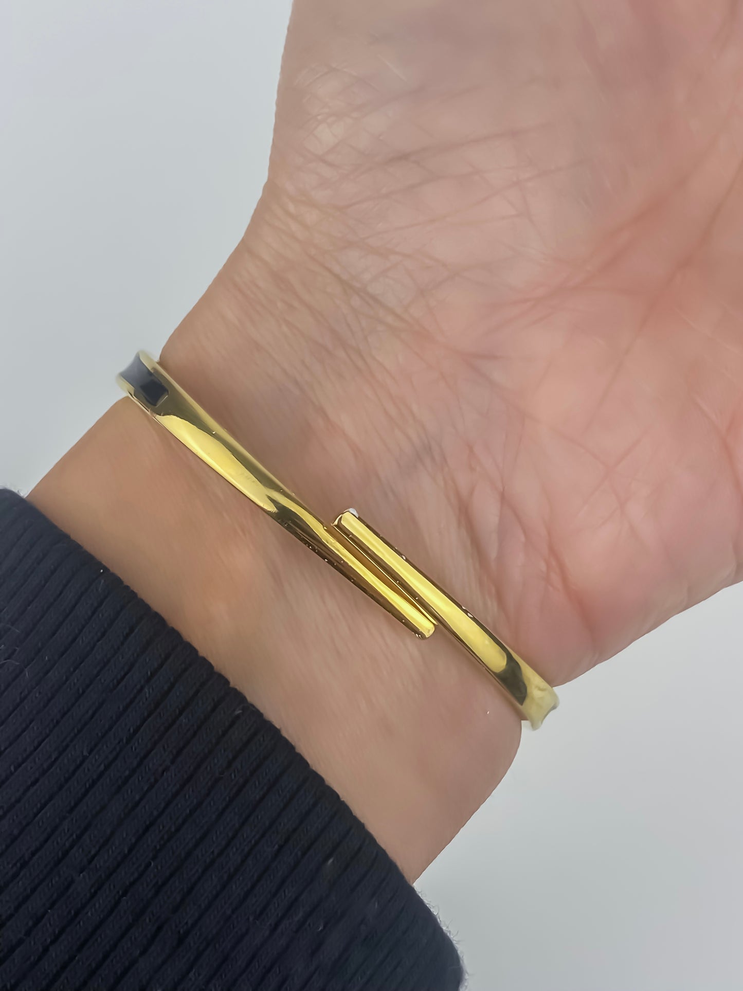 André Mouche Vintage Gold Watch Flower Enamel Peek a Boo Design Black