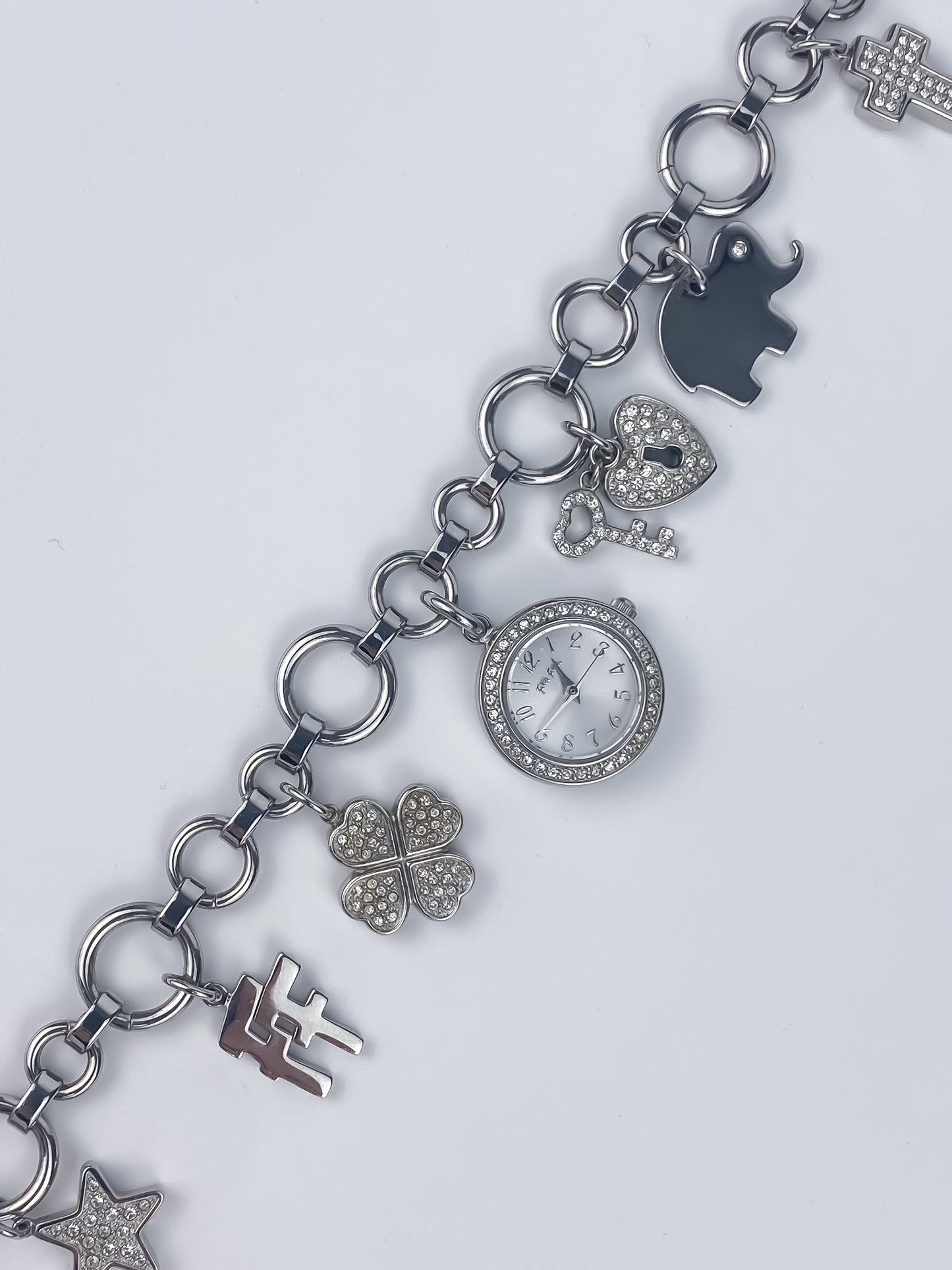 Rare Vintage Folli Follie Charm Bracelet Silver Watch Yk2
