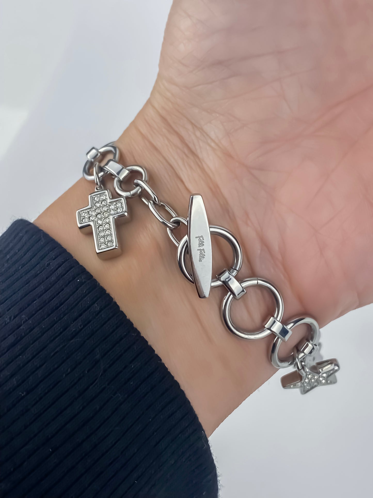 Rare Vintage Folli Follie Charm Bracelet Silver Watch Yk2