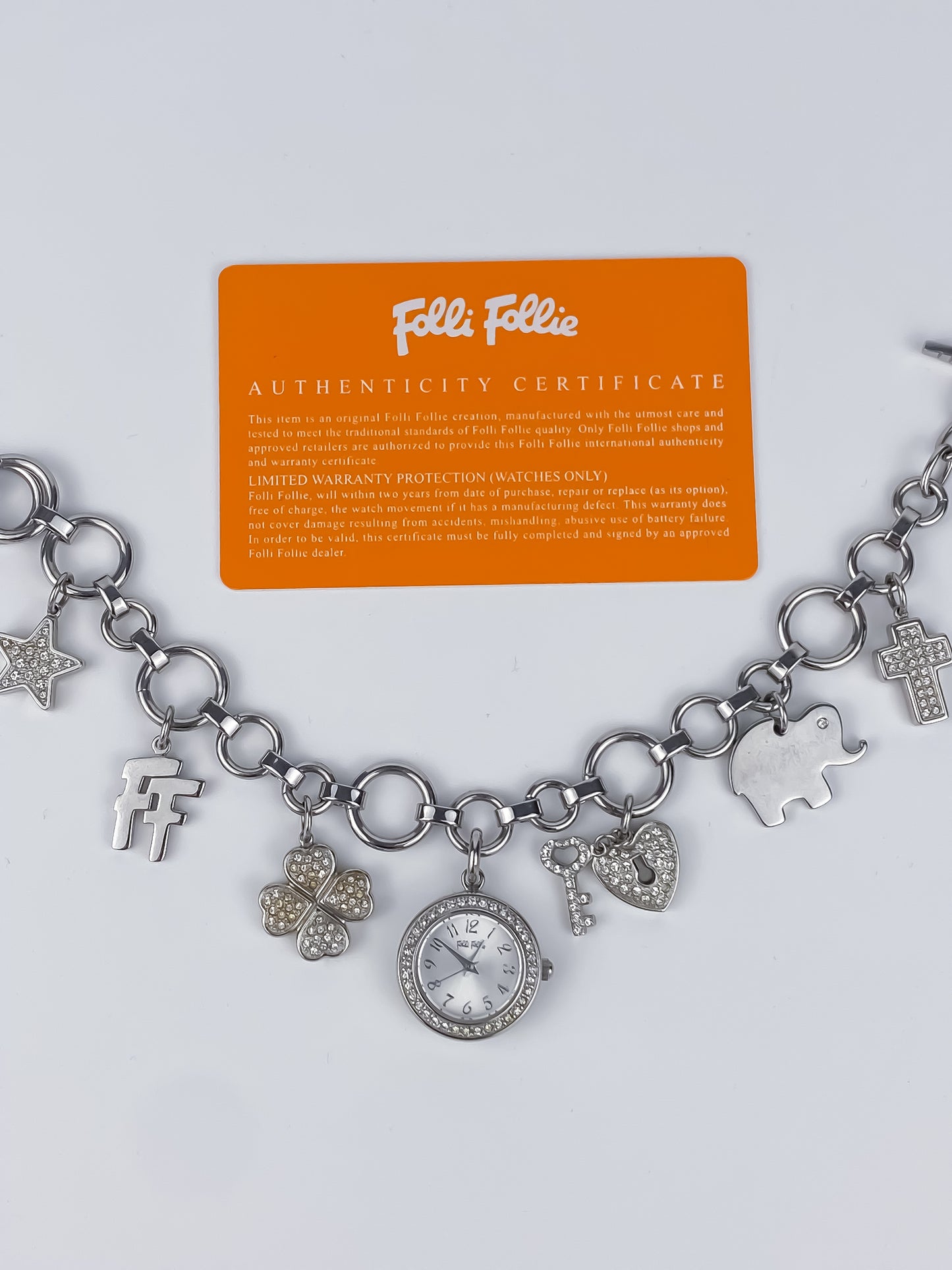 Rare Vintage Folli Follie Charm Bracelet Silver Watch Yk2