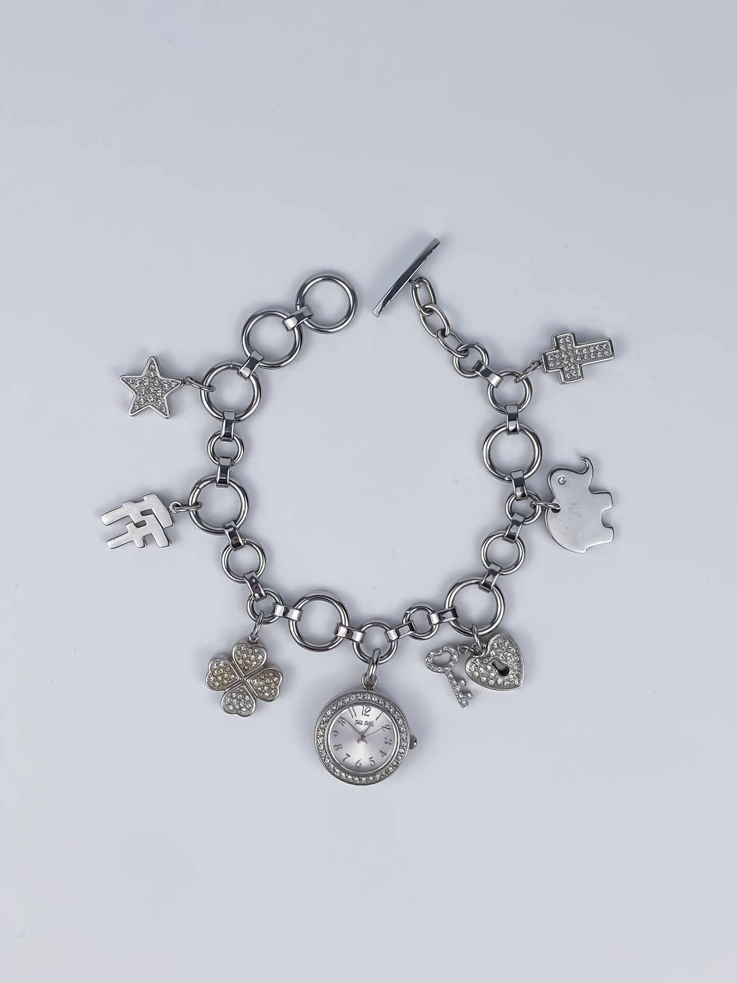 Rare Vintage Folli Follie Charm Bracelet Silver Watch Yk2