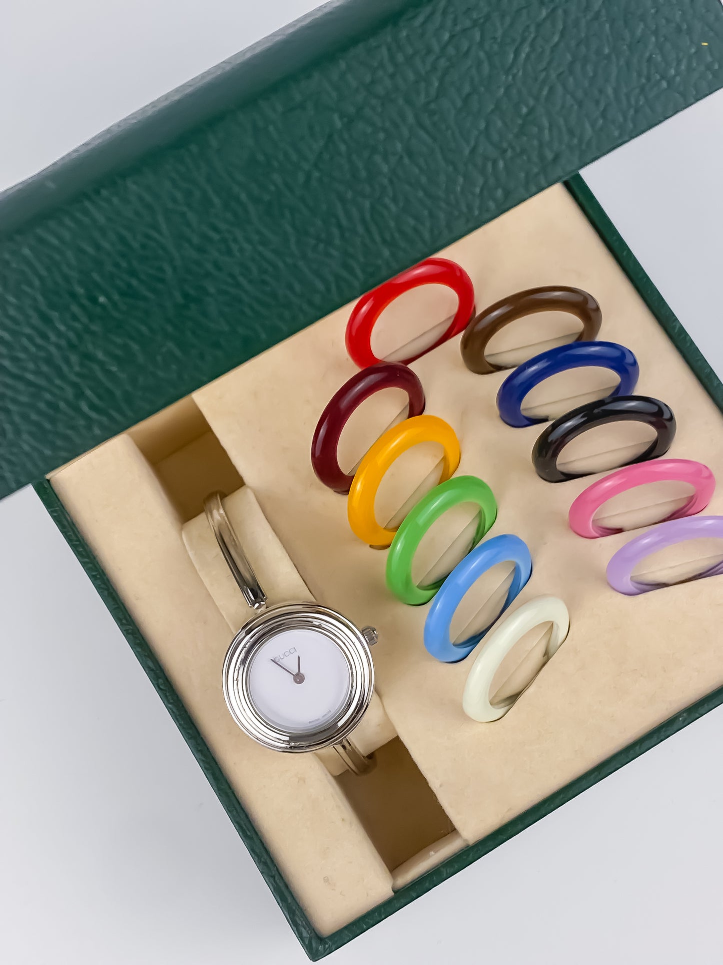 Gucci Vintage Silver Watch Interchangeable Bezels