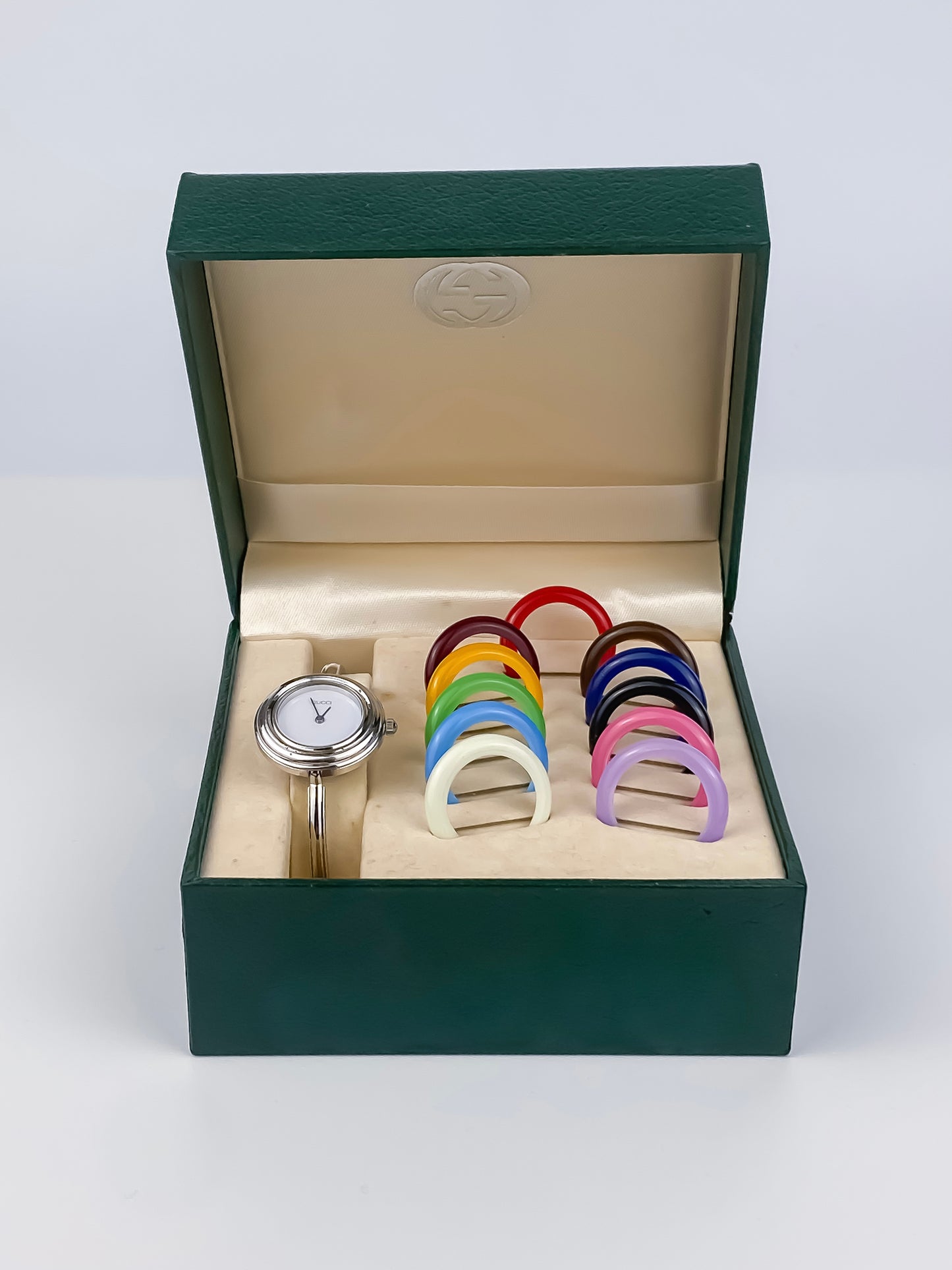 Gucci Vintage Silver Watch Interchangeable Bezels