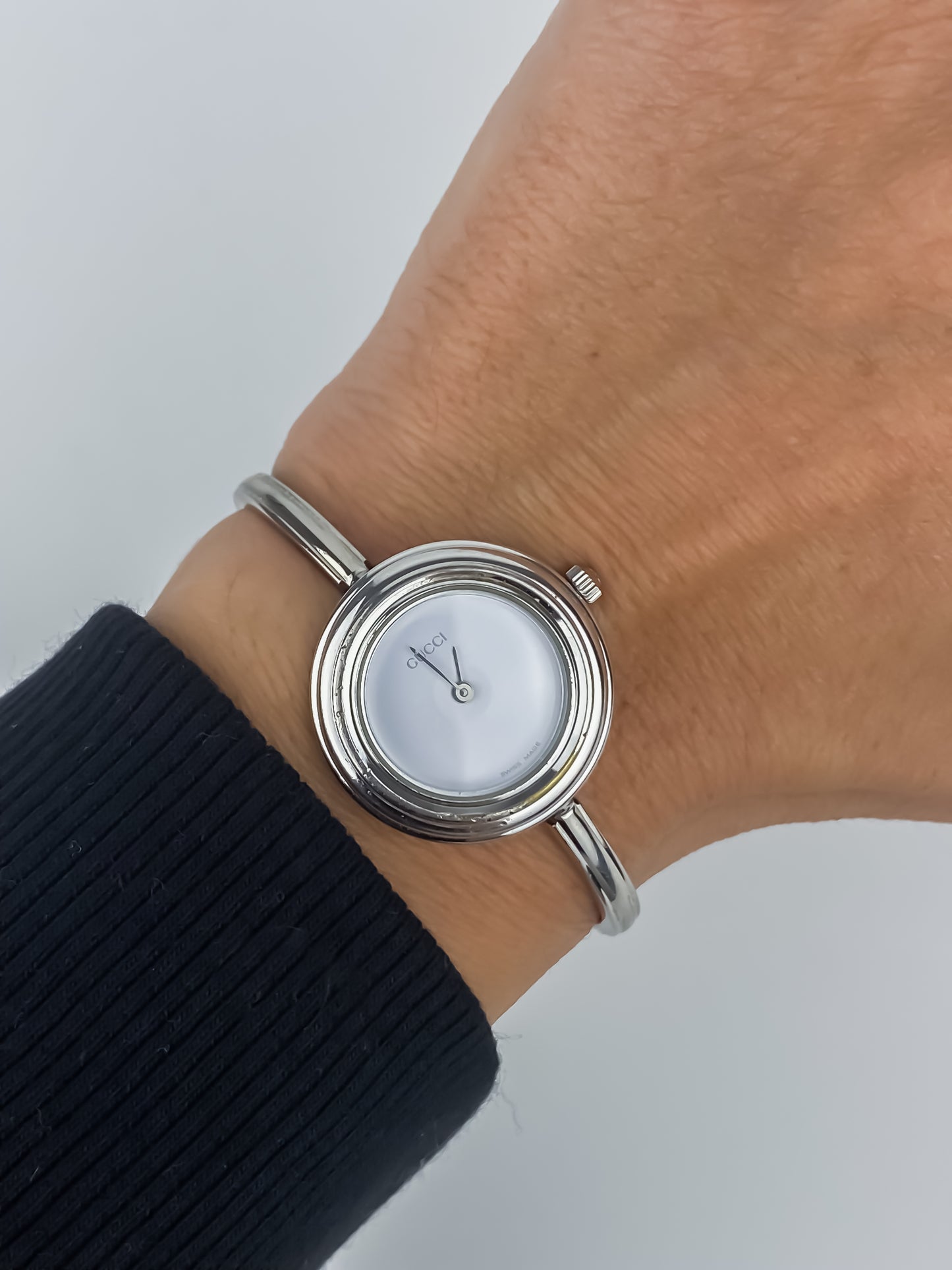 Gucci Vintage Silver Watch Interchangeable Bezels