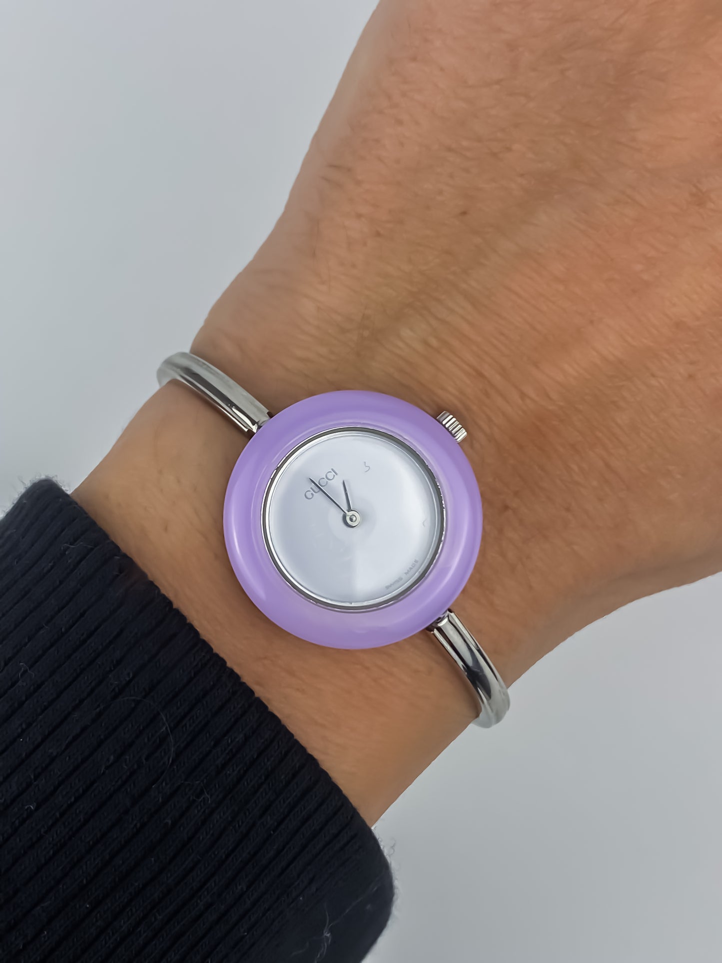 Gucci Vintage Silver Watch Interchangeable Bezels