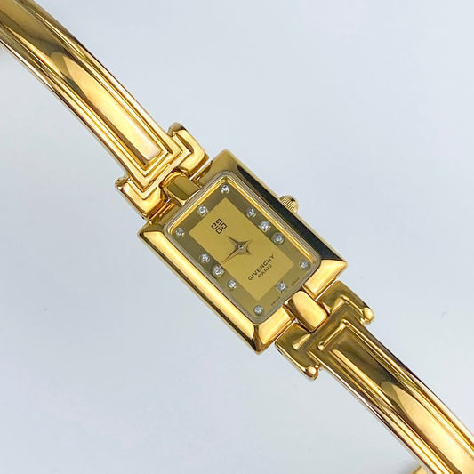 Givenchy 90s Diamonds Gold Plated Bangle Watch