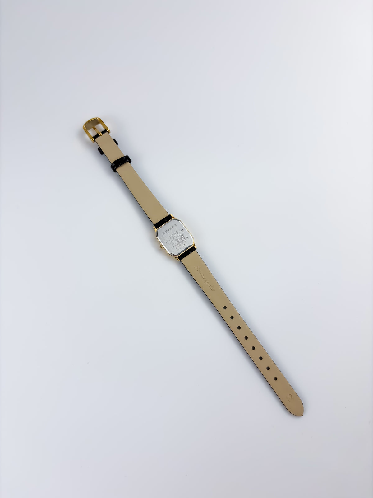 Seiko Vintage Gold Watch Black Leather Bracelet