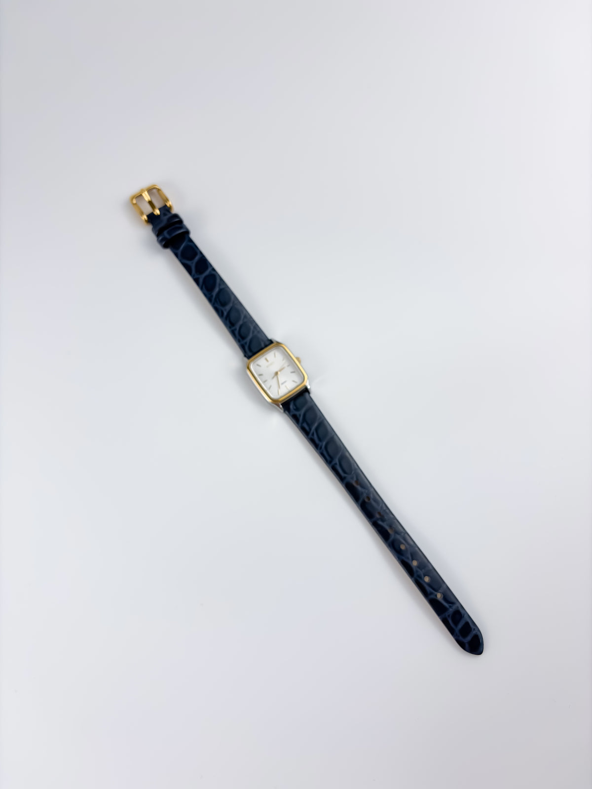Seiko Spirit Vintage Gold Steel Watch Blue Leather Bracelet