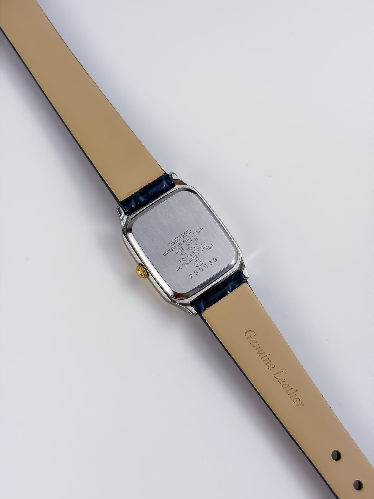 Seiko Spirit Vintage Gold Steel Watch Blue Leather Bracelet