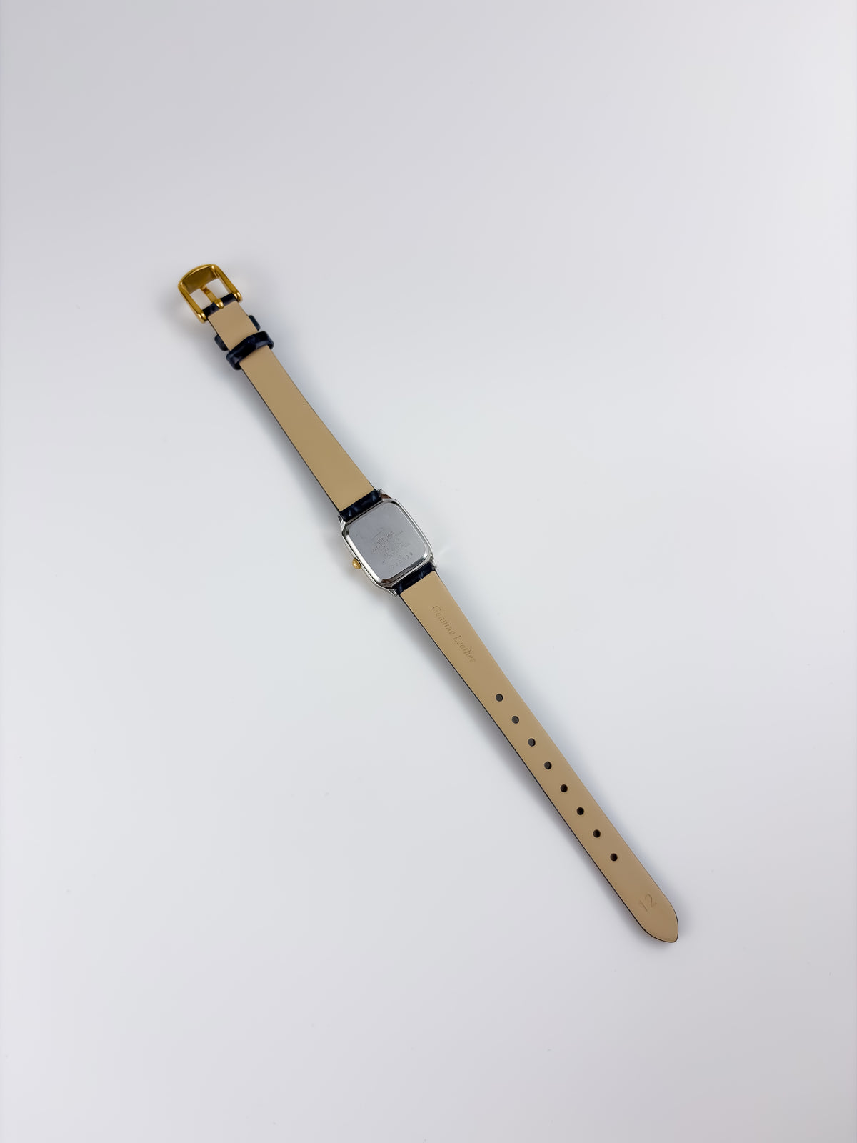 Seiko Spirit Vintage Gold Steel Watch Blue Leather Bracelet
