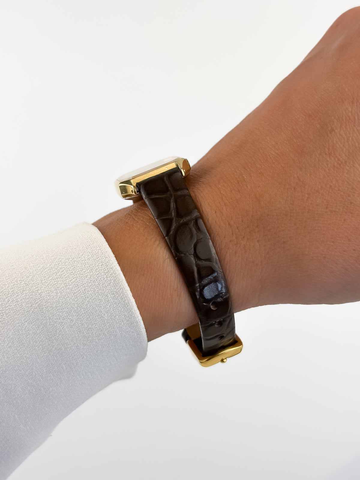 Seiko Vintage Gold Watch Leather Brown Bracelet Octogonal Dial