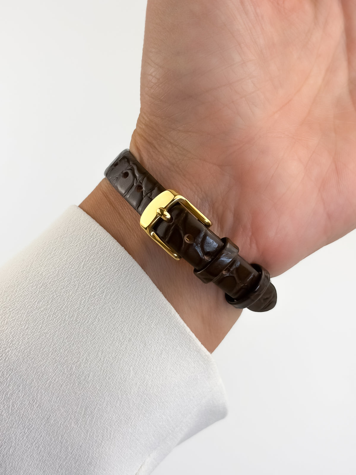 Seiko Vintage Gold Watch Leather Brown Bracelet Octogonal Dial