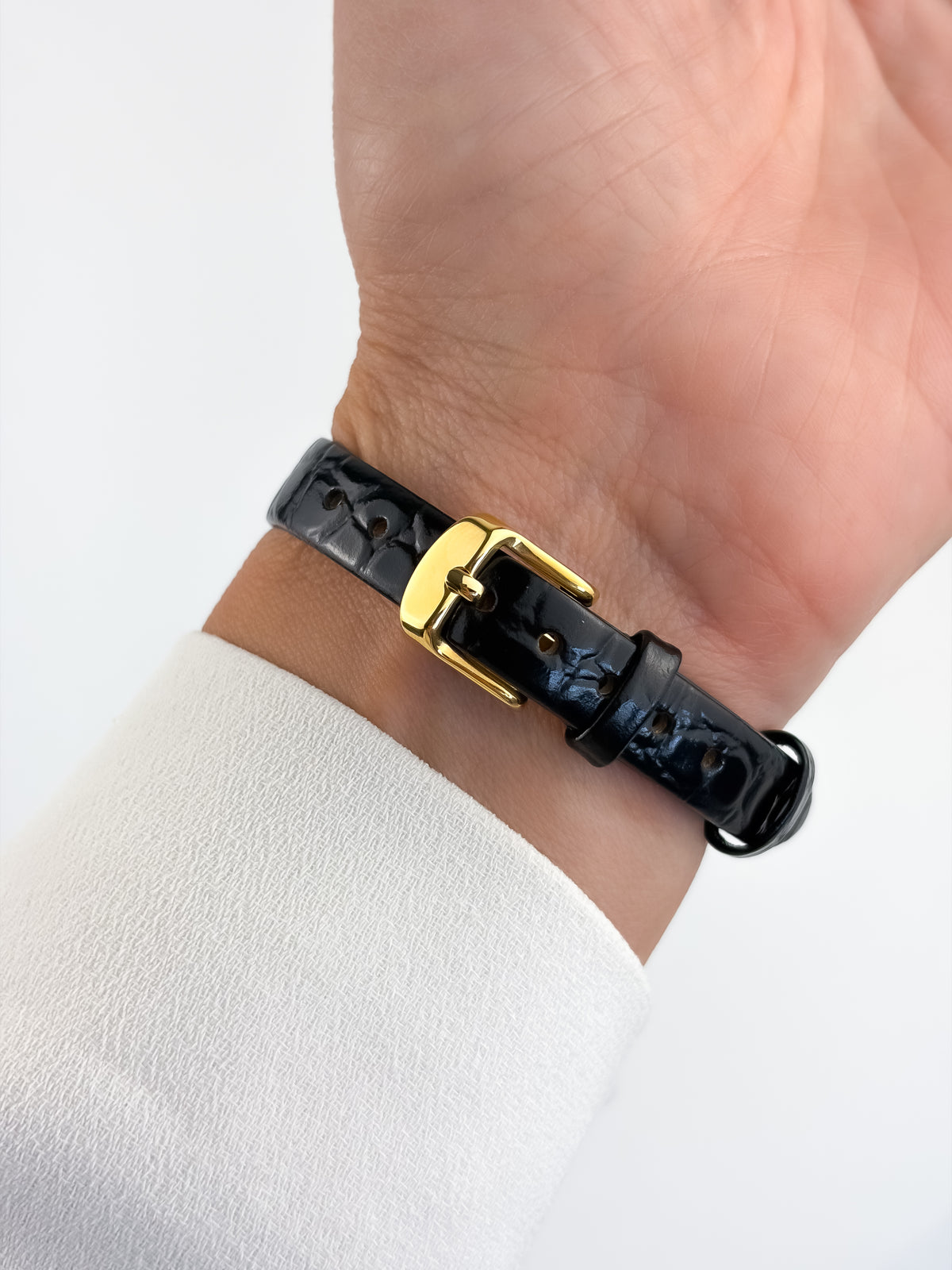 Seiko Vintage Gold Watch Black Leather Bracelet