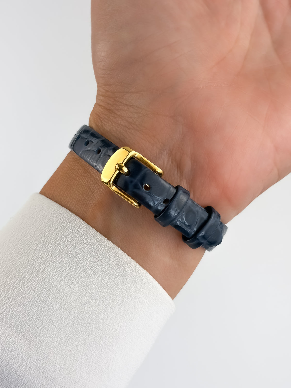 Seiko Spirit Vintage Gold Steel Watch Blue Leather Bracelet