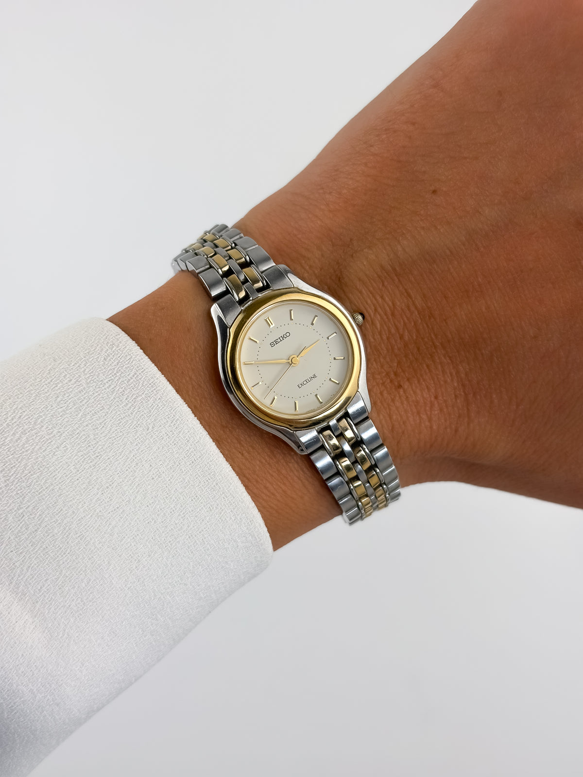 Seiko Exceline Vintage Duo Tone Watch Round Dial