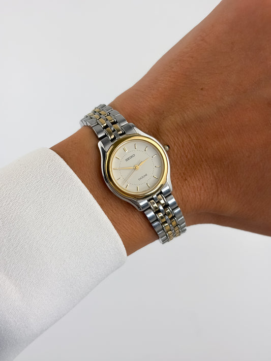 Seiko Exceline Vintage Duo Tone Watch Round Dial