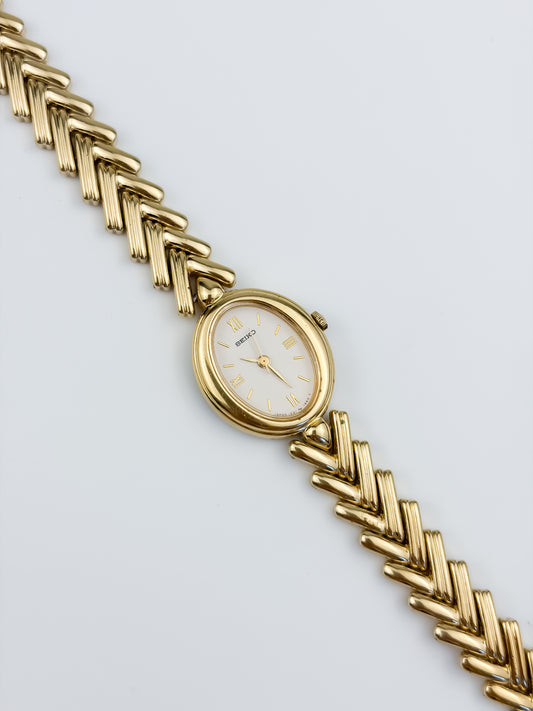 Vintage Herringbone Watch Seiko Gold Plated