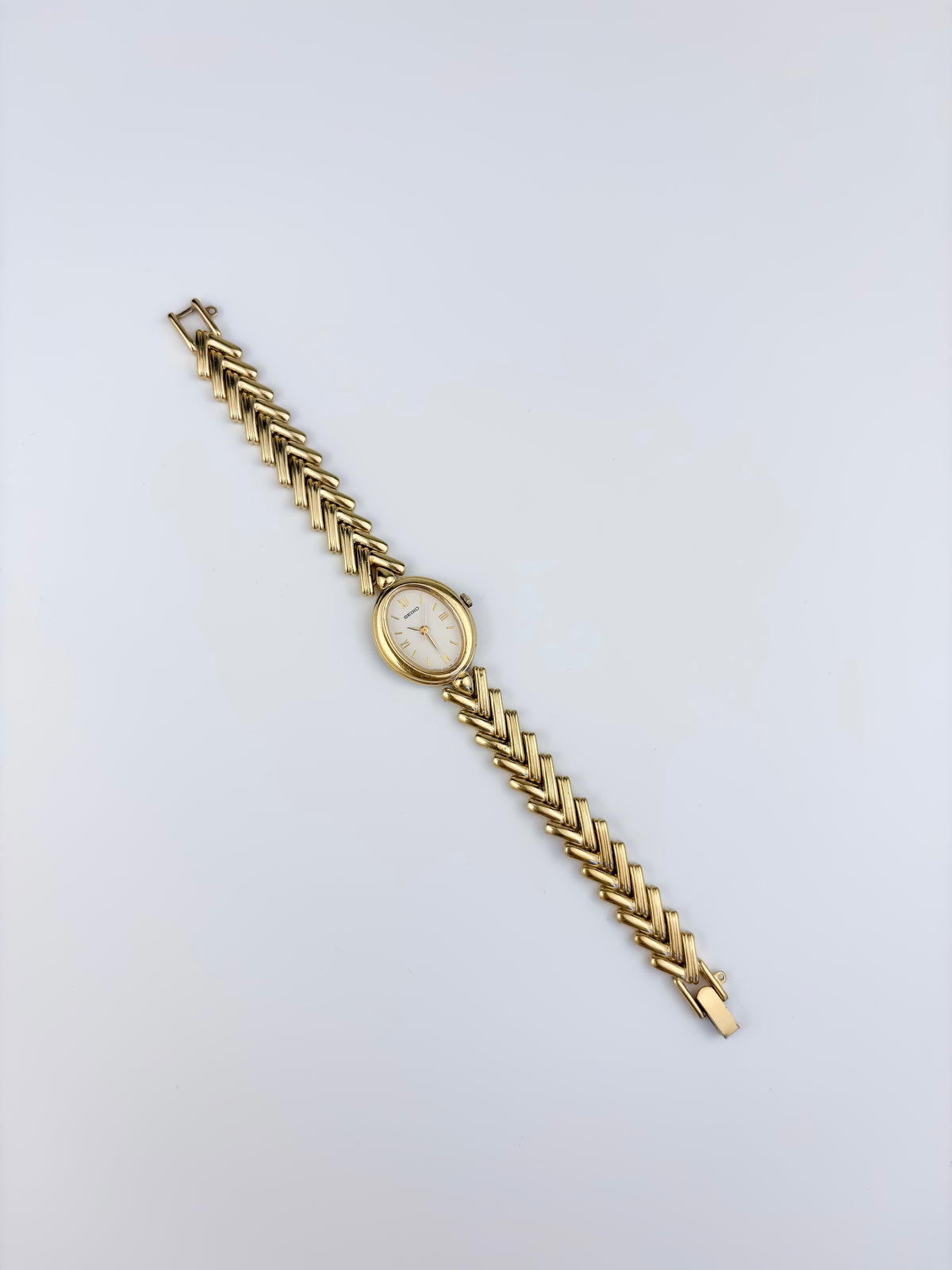 Vintage Herringbone Watch Seiko Gold Plated