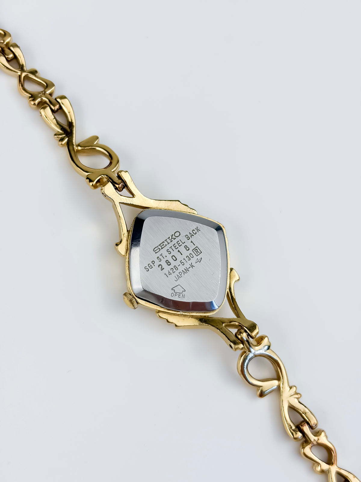 Rare Vintage Sculptural Watch Seiko Gold Plated Lace Hands