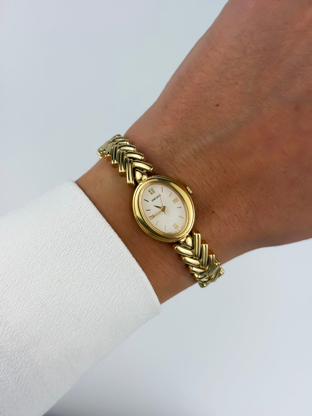 Vintage Herringbone Watch Seiko Gold Plated
